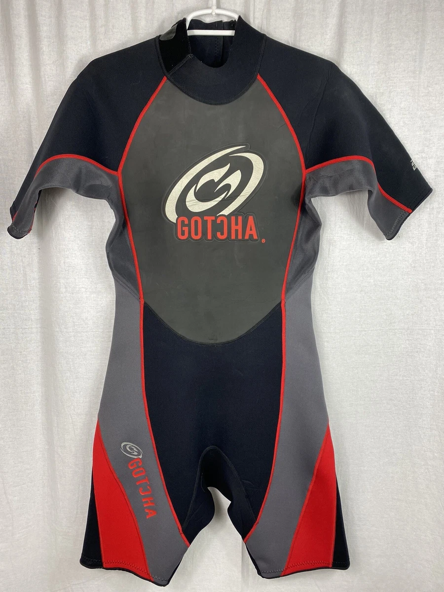 Gotcha Gear Red Gray Titanium 2.2mm Shorty Wetsuit 4 Way Stretch