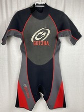 Gotcha Gear Red  Gray Titanium 2.2mm Shorty Wetsuit 4 Way Stretch - Sz Medium 