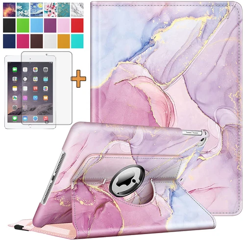 Lonfeid 360°Schutzhülle +9H Panzerfolie Glas für iPad Air 2/ Air  (iPad 6/5) 9.7