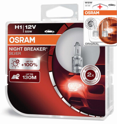 Osram H1 12V 55W Night Breaker Silver +100% 2pcs + W5W OL