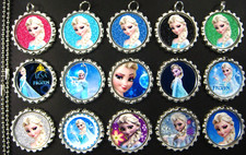 15 Frozen Flat SILVER Bottle Cap Necklaces Set 08