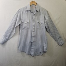 Vintage Men's H bar C CALIFORNIA RANCHWEAR Striped Western Shirt size 15.5 /32