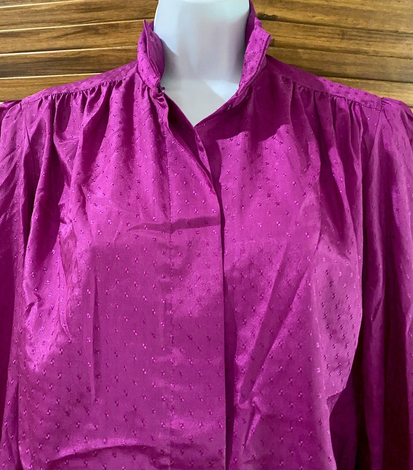 Anne Klein Silky Polyester Button Down Magenta Bl… - image 3