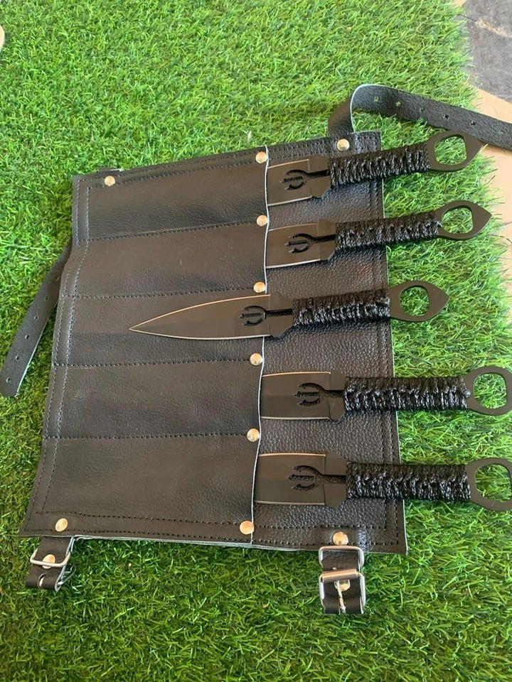 Cuchillos Artesanales, Kunai Caza Hojas Equilibradas Regalo para Hombre - Pack de 6 Foto 3 de 4