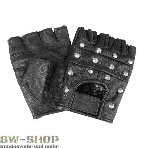 BIKER HANDSCHUHE FINGERLOS LEDER SCHWARZ NEU MIT / OHNE NIETEN MOTORRAD XS-XXL - Bild 3 von 3
