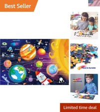 Safety-Certified 104-Piece Solar System Puzzle for Kids 4-8 - Gift-Ready