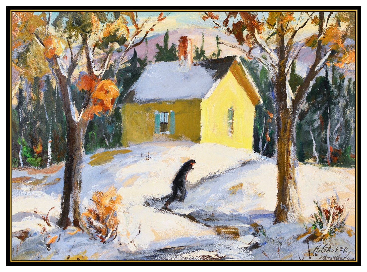 Henry Martin Gasser Original Winter Landscape Painting On Board Signed