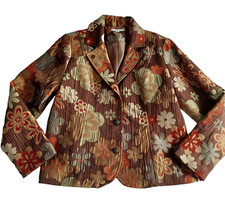 Erin London Size XL Brown Brocade Retro Floral 60s Style Blazer Jacket NWT
