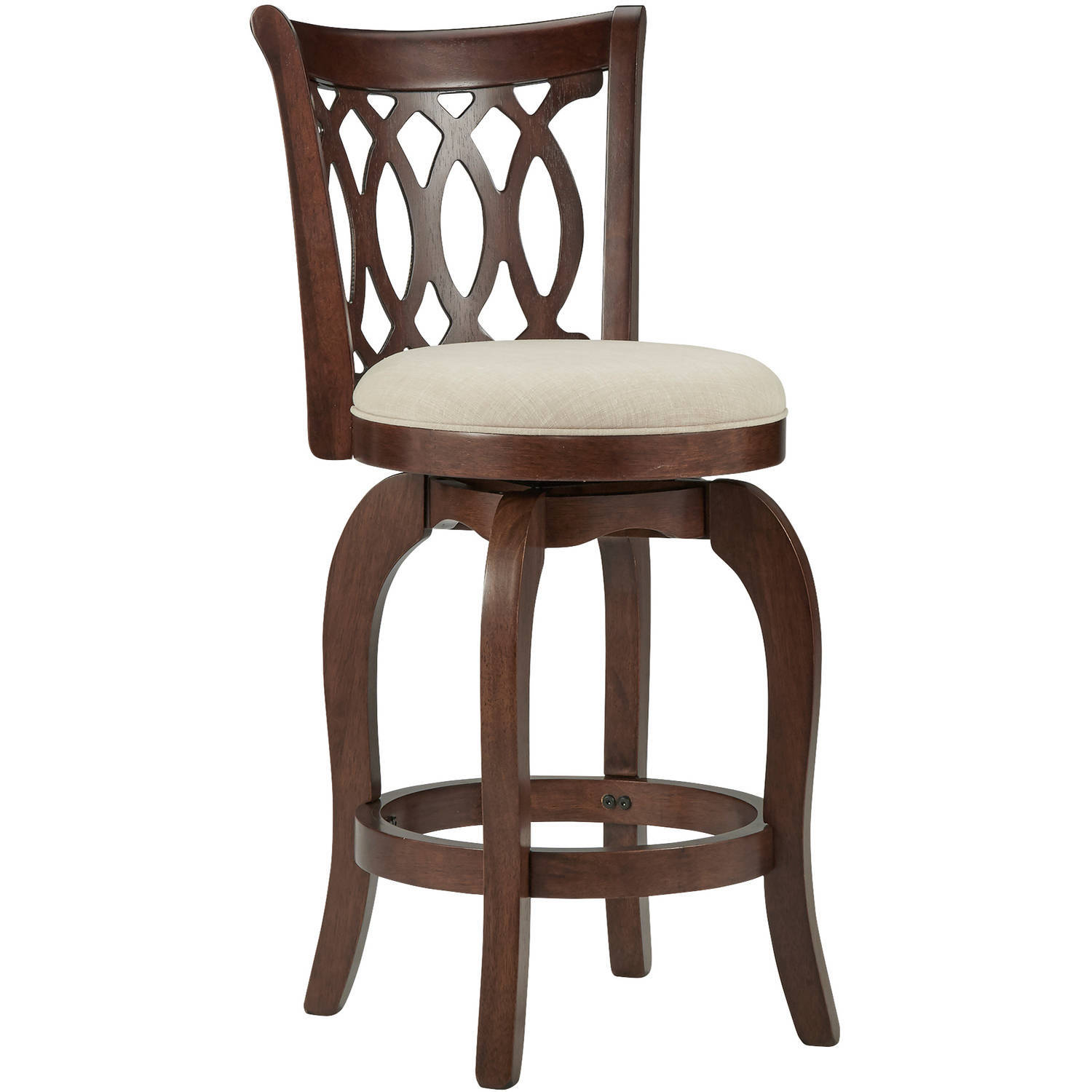24'' Bar Stool Swivel Counter Chair Height Back Dining Modern Kitchen Solid Wood
