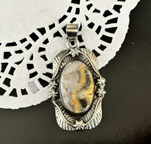 Southwest Sterling Silver 925 Handmade Slide Pendant Navajo Bold Feather Jasper - Picture 7 of 14