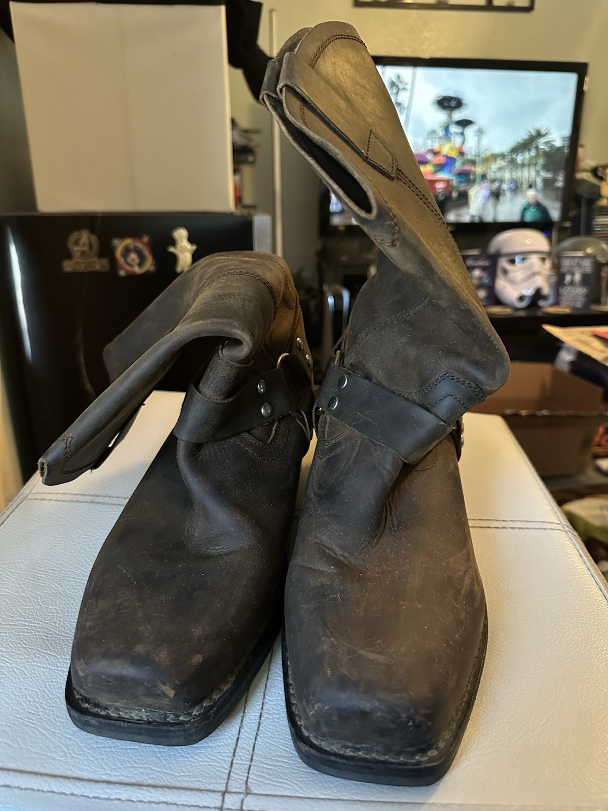 Brothers Sons Men's Harness Boots Size 11 EE Wide Brown Leather Used
