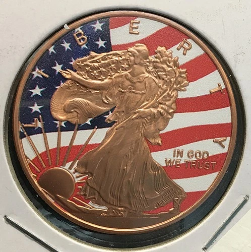 Walking Liberty .999 Fine Copper Colorized Coin 1 oz.