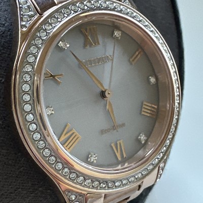Citizen Eco-Drive Ladies Swarovski Crystal Roman Numerals Watch