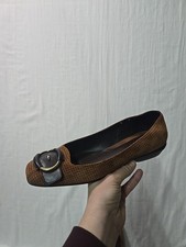 Cole Haan Womens 7.5B Air "O" Ring Buckle Brown Leather Patent Ballet Flats