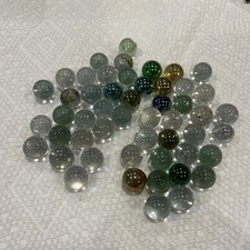 50 Glass Marble With Bubbles Size 13mm To 14mm, Small, Mostly Clear Glass Vtg