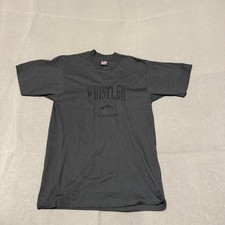 Vintage 90s Fruit Of The Loom Mens T-Shirt Size M Black Whistler Canada USA Made