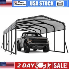 12ftx 24ft Metal Carport With Galvanized Steel Roof For Cars Trucks Boat Tractor