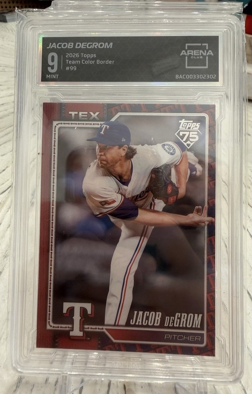 2026 Topps Series 1 - Jacob deGrom - Team Color Border Parallel Rangers #99