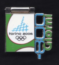TORINO 2006 OLYMPIC GAMES. HINGED COUNTDOWN PIN. 800 DAYS TO GO. 3/DECEMBER/2003