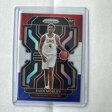 2021-22 Panini Prizm Evan Mobley Red White Blue Prizm Rookie Card RC
