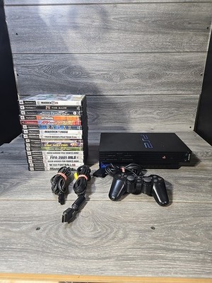 Sony PlayStation 2 PS2 Fat Console 15 Game Bundle W Controller [Tested&Working]