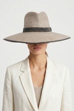 BRUNELLO CUCINELLI WOMEN'S BEIGE WIDE BRIM HAT MSRP 2090