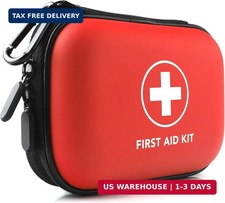 Mini First Aid Kit, 100 Pieces Water-Resistant Hard Shell Small Case - Perfect f