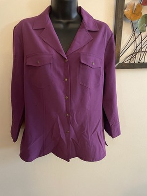 Kathy Che Purple Vintage  Stretch Button-Up Shirt- Size 12