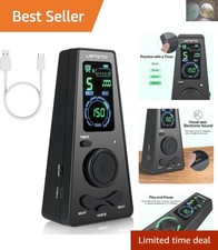 Digital Black Metronome with Timer Headphone Jack for Quiet Practice Sessions