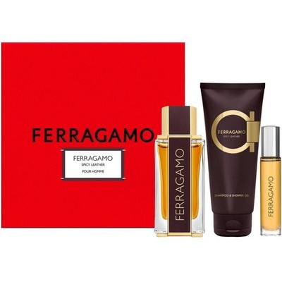 Salvatore Ferragamo Spicy Leather Parfum 3 Pcs Gift Set for Men | Luxury Spicy