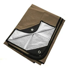  Heavy Duty Survival Blanket - Insulated Thermal Reflective Tarp - Coyote Brown