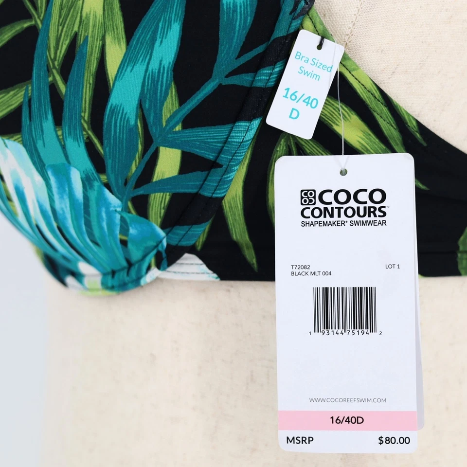 Top de biquíni feminino Coco Reef Contours camafeu tropical push-up halter tamanho 16/40D - Imagem 3 de 4