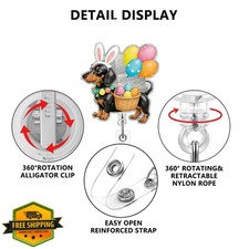 Dachshund Easter Badge Reel Retractable ID Card Holder Holiday