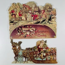 Two Vintage Reproduction Victorian 3D Pop Up Christmas Cards 