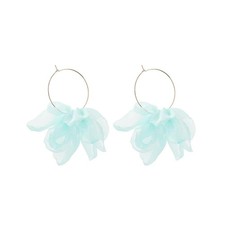 Floral Fabric Hoop Earrings Lightweight Bohemian Big Fabric Flowers Dangle Drop