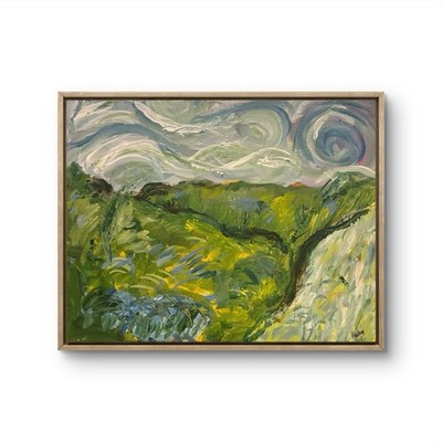 Green Hills Landscape Impression 11x14 ABSTRACT IMPRESSIONISM Van Gogh