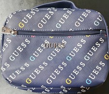Borsa cosmetica Guess blu, 10x8x4 pollici. T7 super carino
