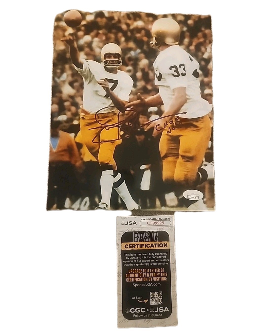 Joe Theismann Autographed Signed Notre Dame Fighting Irish 8X10 PHOTO NOTRE DAME CHOF 2008 JSA AUTHENTICATED #CF99929 