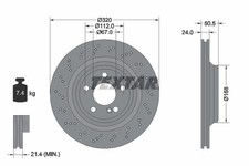 TEXTAR 2x Bremsscheibe hinten Innenbel&uuml;ftet Gelocht f&uuml;r Mercedes-Benz SL R231