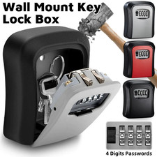 Wall Mounted Key Safe, Outdoor Security Key Lock Box 4 Combination Key Safes