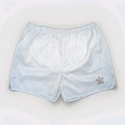 ADIDAS Genua Glanz Nylon Shorts D6 Fußball Turnhose Vintage weiß Sport Gym Retro - Bild 1 von 4