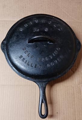 GRISWOLD No.8 704E Skillet w/ 468A Self Basting Lid Early LOGO grimy