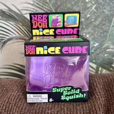 Schylling Nee Doh Nice Cube Super Solid Squish Purple Tactile Squeeze Toy