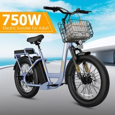 NEW 1200W Electric Scooter with 2 Seat 20'' Fat Tire Foldable Adult E Scooter