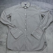 Ralph Lauren Purple Label Dress Shirt Mens 16 Black Stripe Tailored French Cuff