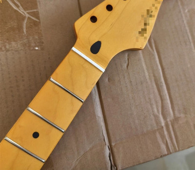 Yellow matte 21 Fret maple Electric guitar Neck part  25.5inch vintage 8mm