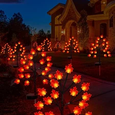 Fall Décor Solar Garden Lights for Outdoor Thanksgiving Decorations,2Pack 40LED 