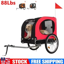 Bicycle Dog Carrier Bike Trailer Easy Folding Cart Frame Washable 88lbs Pet Cart