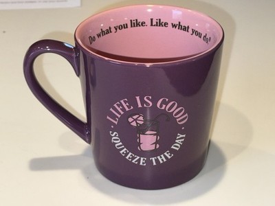 Life is Good Squeeze the Day Coffee Cup Mug 12 oz EUC