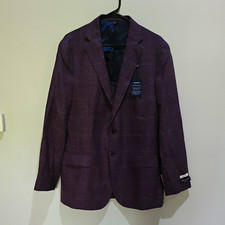 Jos. A. Bank Reserve Tailored Fit Sport Coat 42L Purple Plaid Tweed 2-Button